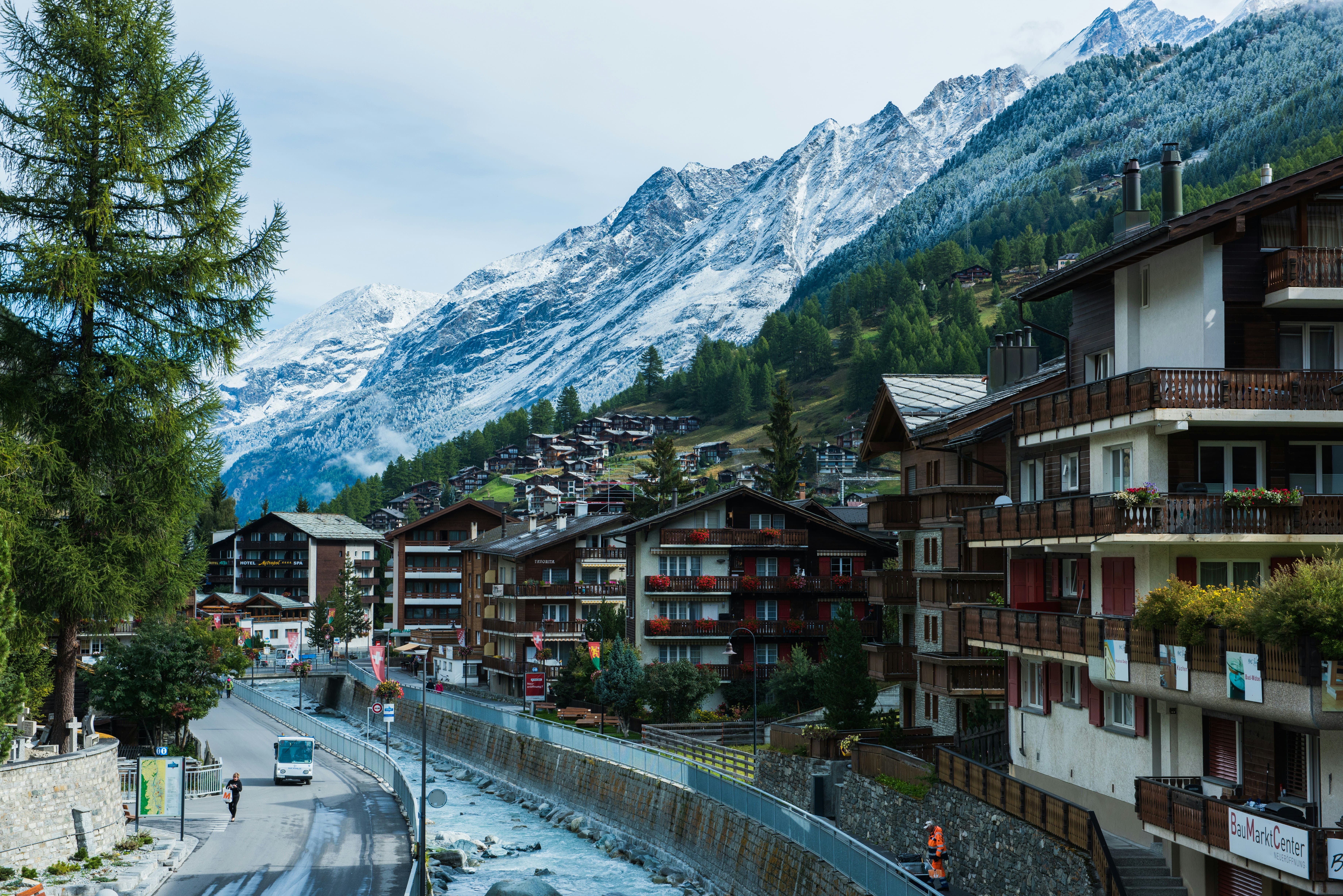 Matterhorn views from Zermatt village centre
